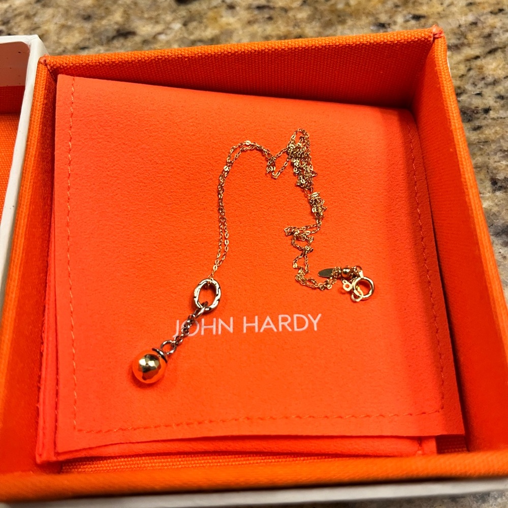 John Hardy 925 Silver and Gold Sphere Pendant with Chain